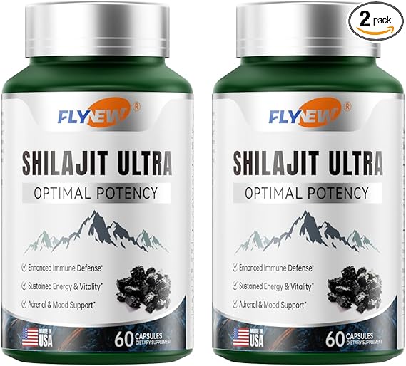 Shilajit for Men, Shilajit with Naturally Fulvic Acid & L-Arginine, Himalayan Shilajits for Extra Power, Stamina & Immune Support, Non-GMO, Made in USA, 2 Pack, 60 Capsules Per Bottle